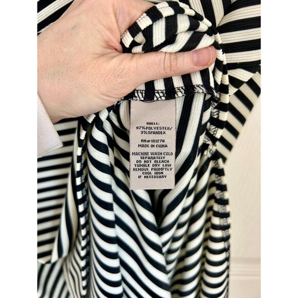 Vintage 90's Black and White Striped Slitted Maxi Skirt Size Small - Picture 7 of 7
